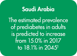 Saudi Arabia The estimated prevalence of prediabetes in adults is predicted to increase from 15 0% in 2017 to 18 1% i   