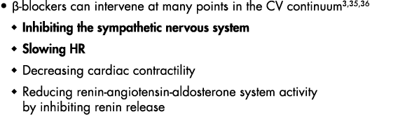    -blockers can intervene at many points in the CV continuum3,35,36 Inhibiting the sympathetic nervous system Slowin   